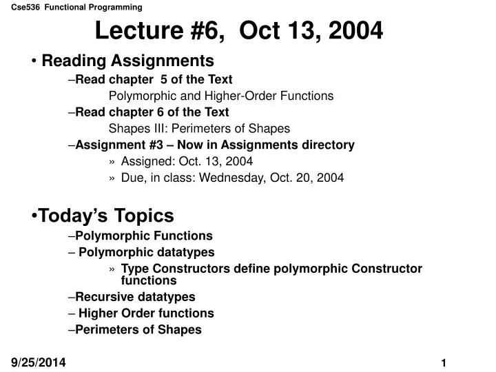 lecture 6 oct 13 2004