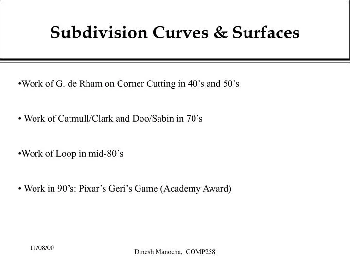 subdivision curves surfaces
