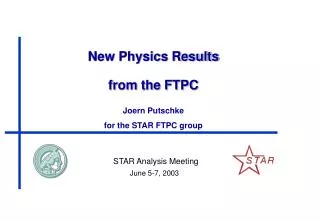 New Physics Results from the FTPC Joern Putschke for the STAR FTPC group