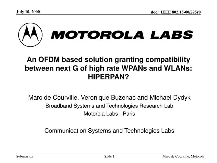an ofdm based solution granting compatibility between next g of high rate wpans and wlans hiperpan
