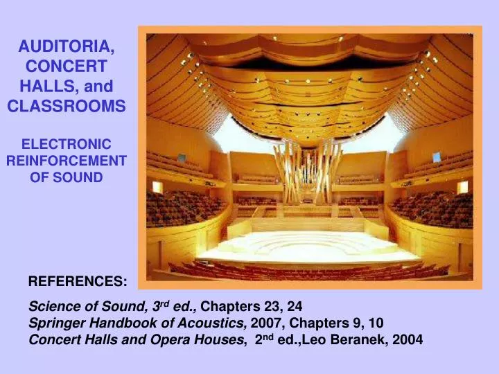 auditoria concert halls and classrooms electronic reinforcement of sound