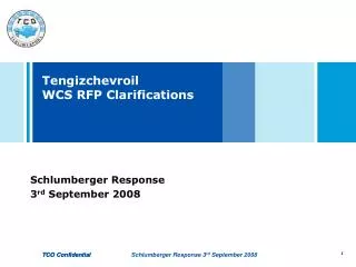 Tengizchevroil WCS RFP Clarifications