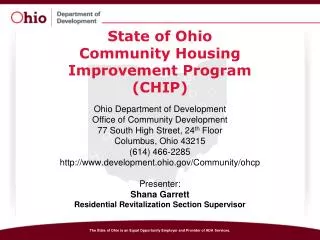State of Ohio Community Housing Improvement Program (CHIP)