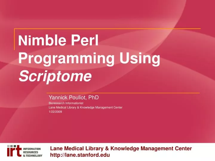 ni mble perl programming using scriptome