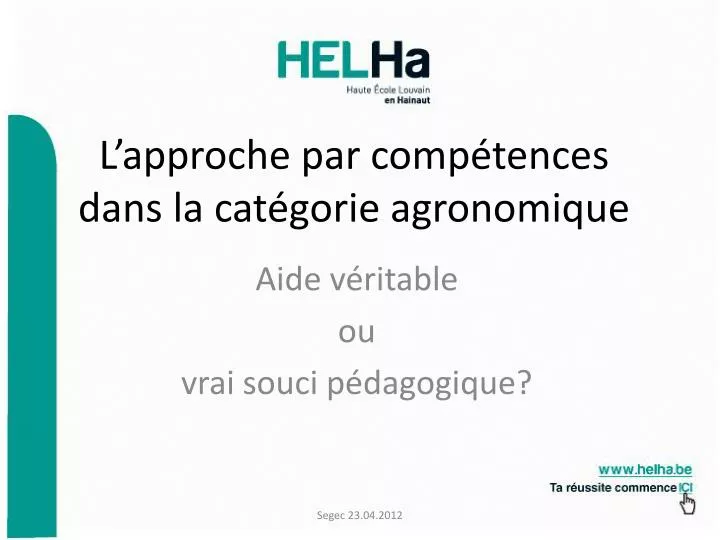 l approche par comp tences dans la cat gorie agronomique