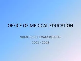 OFFICE OF MEDICAL EDUCATION