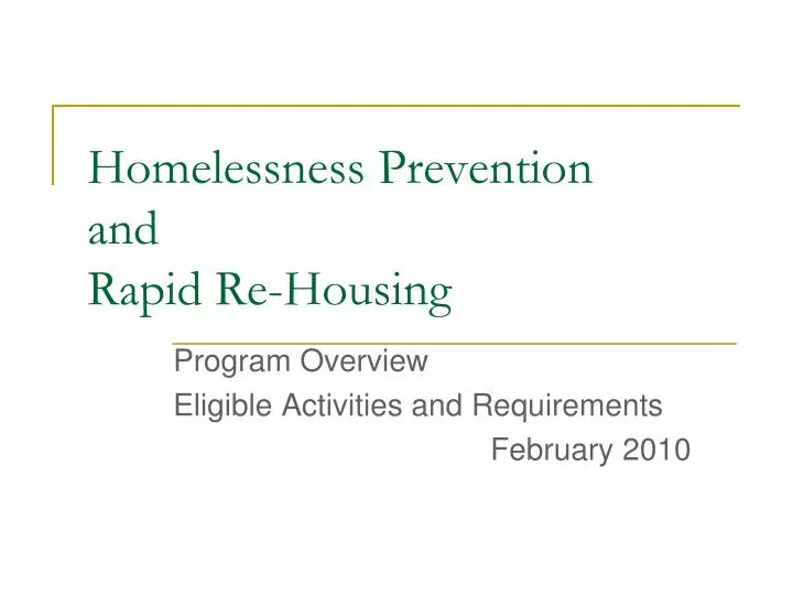 homelessness prevention and rapid re housing