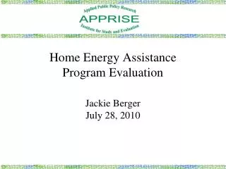 Home Energy Assistance Program Evaluation