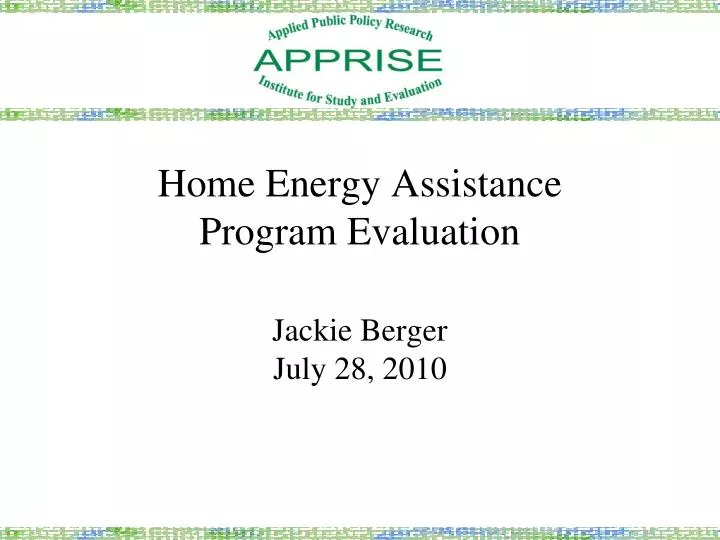 home energy assistance program evaluation