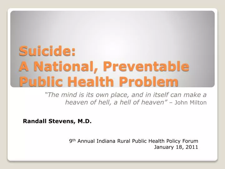 suicide a national preventable public health problem