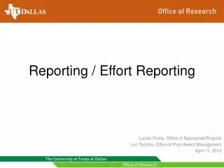 Reporting / Effort Reporting
