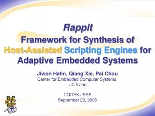 Framework for Synthesis of Host-Assisted Scripting Engines for Adaptive Embedded Systems