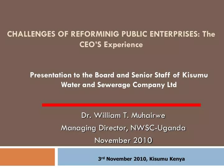 challenges of reforminig public enterprises the ceo s experience