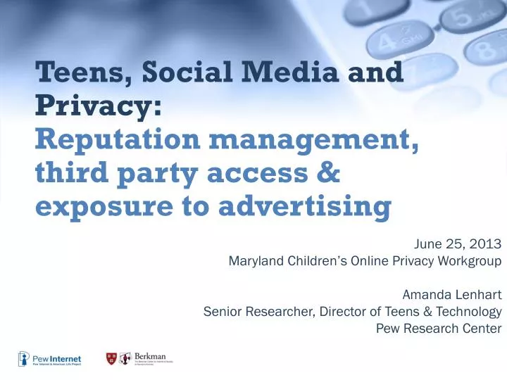 teens social media and privacy reputation management third party access exposure to advertising