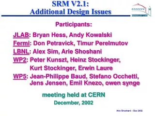 SRM V2.1: Additional Design Issues