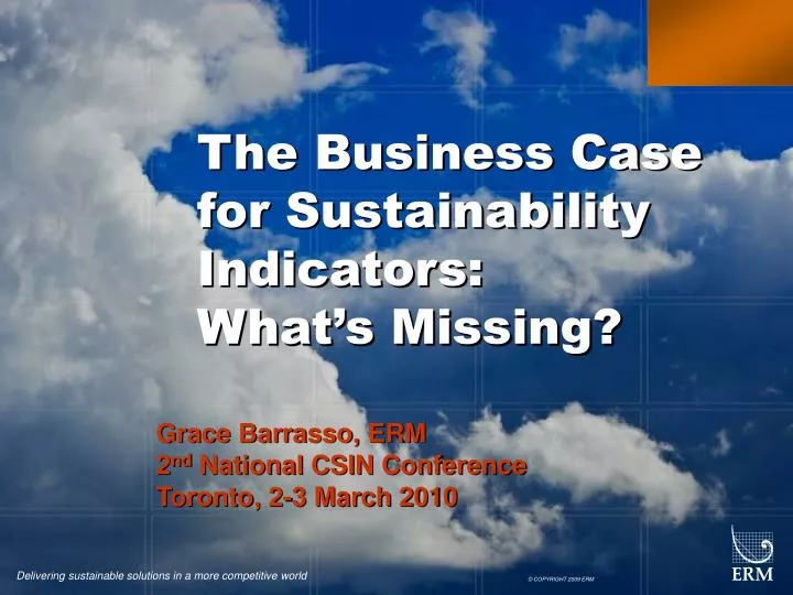 the business case for sustainability indicators what s missing