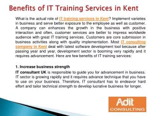 Benefits of IT Training Services in Kent