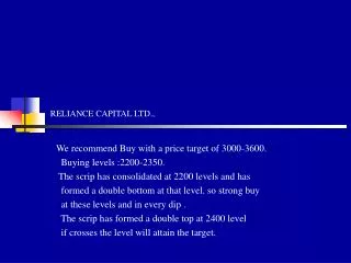 RELIANCE CAPITAL LTD.,