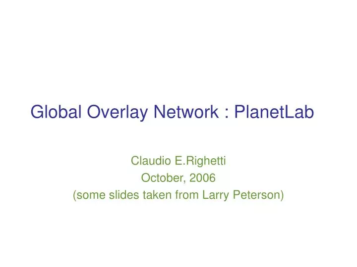 global overlay network planetlab