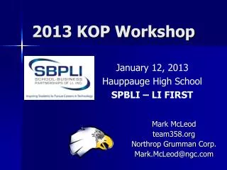2013 KOP Workshop