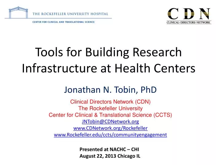 tools for building research infrastructure at health centers