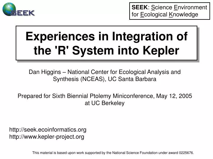 experiences in integration of the r system into kepler