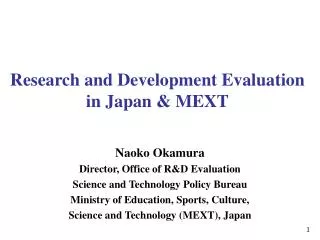 Research and Development Evaluation in Japan &amp; MEXT