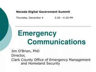 Emergency 	Communications