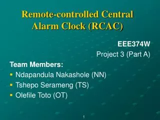 Remote-controlled Central Alarm Clock (RCAC)
