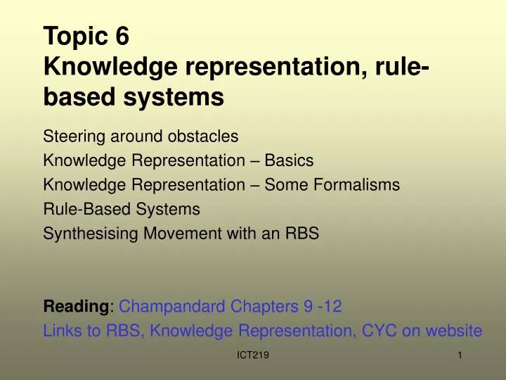 topic 6 knowledge representation rule based systems