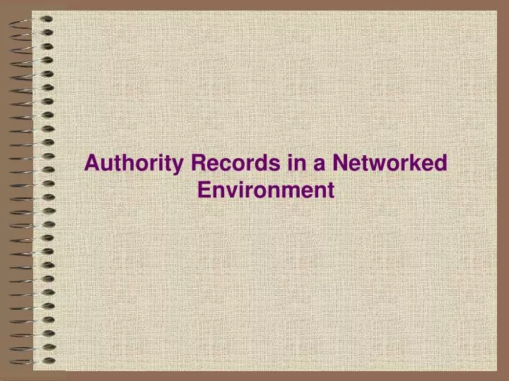 authority records in a networked environment