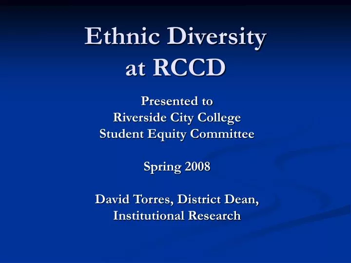ethnic diversity at rccd