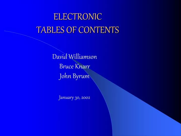 electronic tables of contents