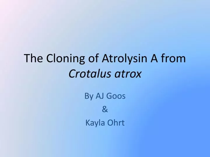 the cloning of atrolysin a from crotalus atrox
