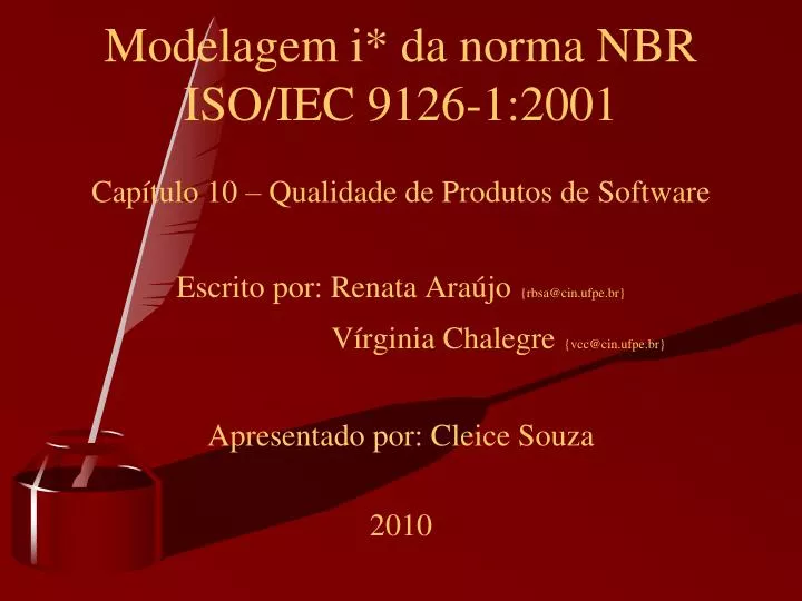 modelagem i da norma nbr iso iec 9126 1 2001