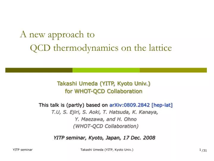 a new approach to qcd thermodynamics on the lattice