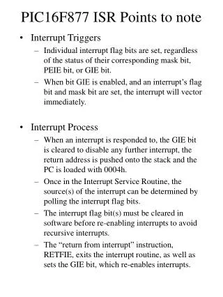 PIC16F877 ISR Points to note