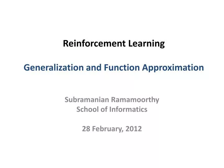reinforcement learning generalization and function approximation