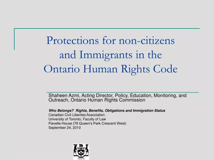 protections for non citizens and immigrants in the ontario human rights code