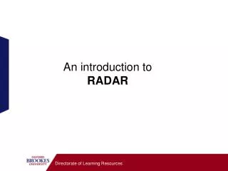 An introduction to RADAR