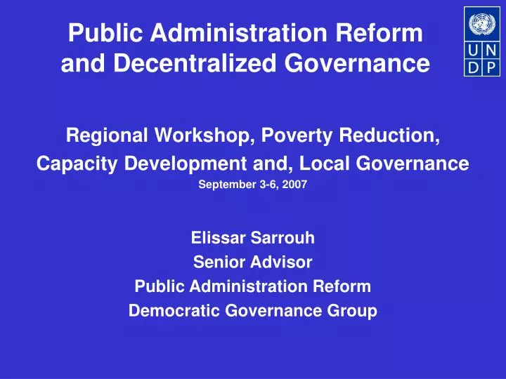 public administration reform and decentralized governance