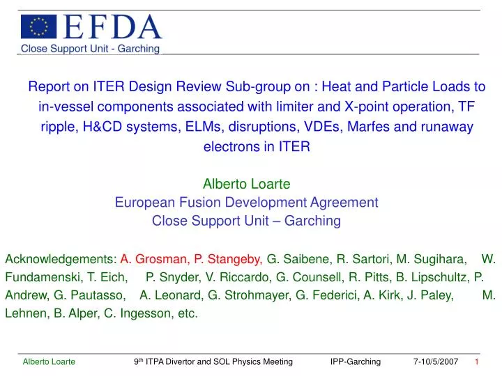 alberto loarte european fusion development agreement close support unit garching