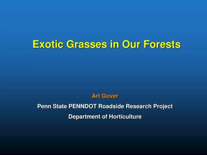 exotic grasses in our forests