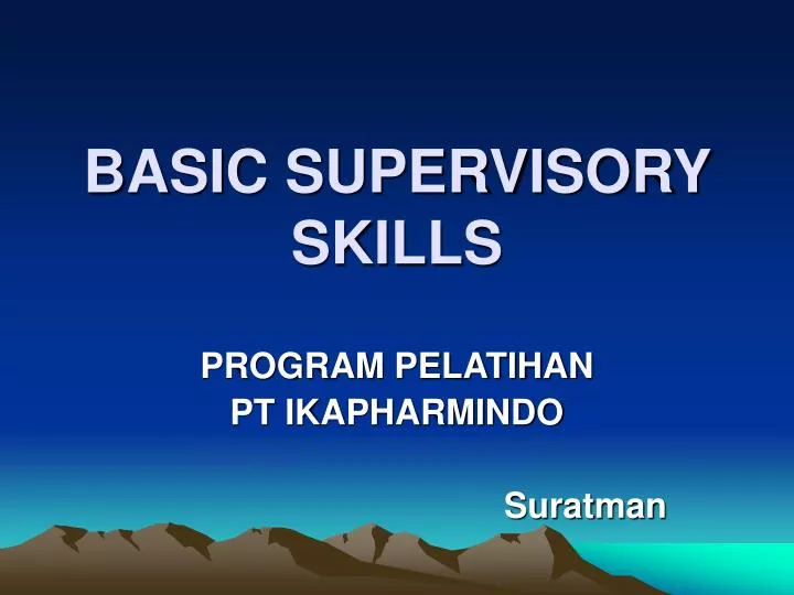 basic supervisory skills