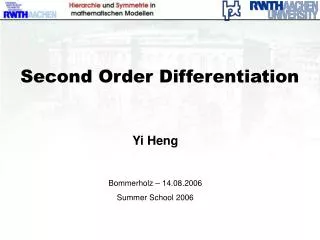 Second Order Differentiation