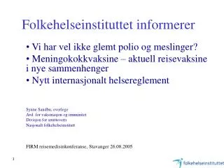 folkehelseinstituttet informerer