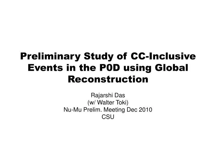 preliminary study of cc inclusive events in the p0d using global reconstruction