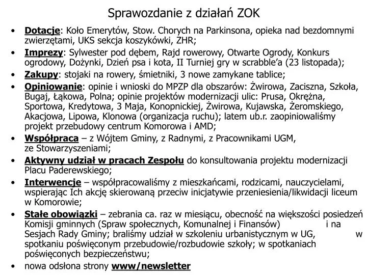 sprawozdanie z dzia a zok