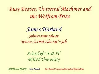 Busy Beaver, Universal Machines and the Wolfram Prize