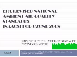 EPA Revised National Ambient Air Quality Standards (NAAQS) for Ozone 2008